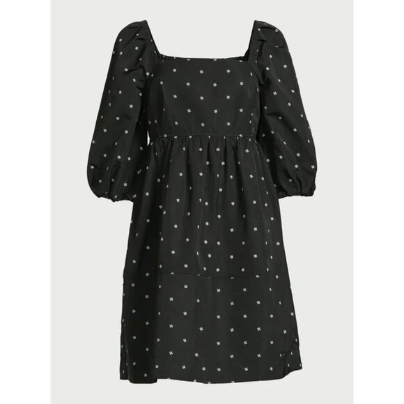 NWT Free Assembly Square Neck 3/4 Sleeve Dress, Blk/Wht Print MED Recycled! $34 - Picture 6 of 10